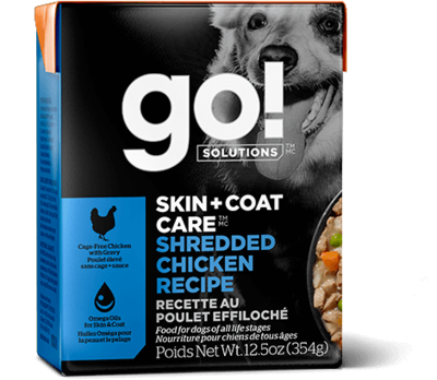 GO! Solutions Skin & Coat Dog Food Tetra Shredded Chicken 354g (12pk)