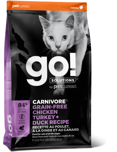 GO! Solutions Carnivore Cat Food Grain-Free Chicken, Turkey & Duck