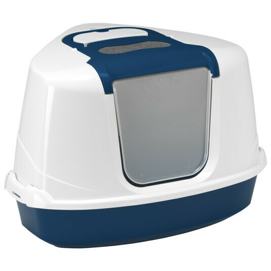Moderna Flip Corner Covered Litter Box Blueberry