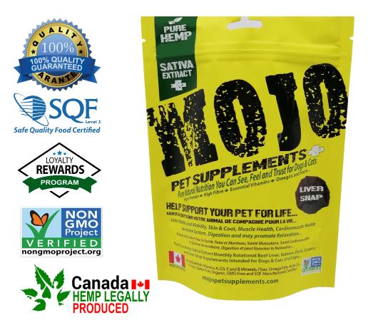 Mojo Pet Supplements Pure Hemp Sativa Extract Nutraceutical Beef Liver Snaps with CBD Oil 62g