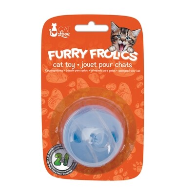 Cat Love Furry Frolics Cat Toy Blue Treat Ball