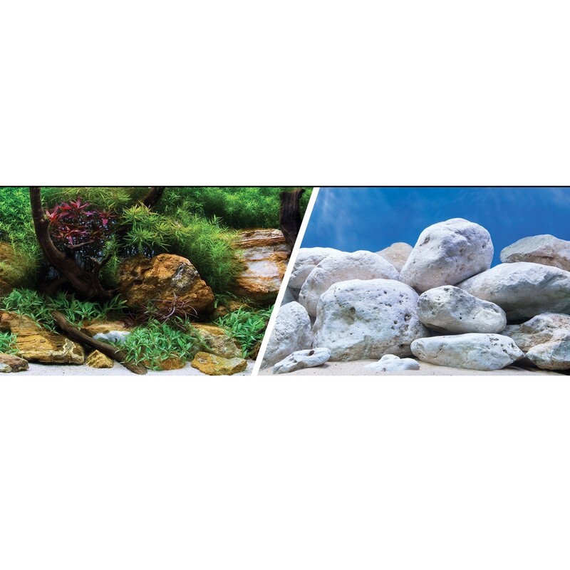 Marina Double Sided Aquarium Background Aqua Garden/Bright Stone 24" Height ($1 per foot)