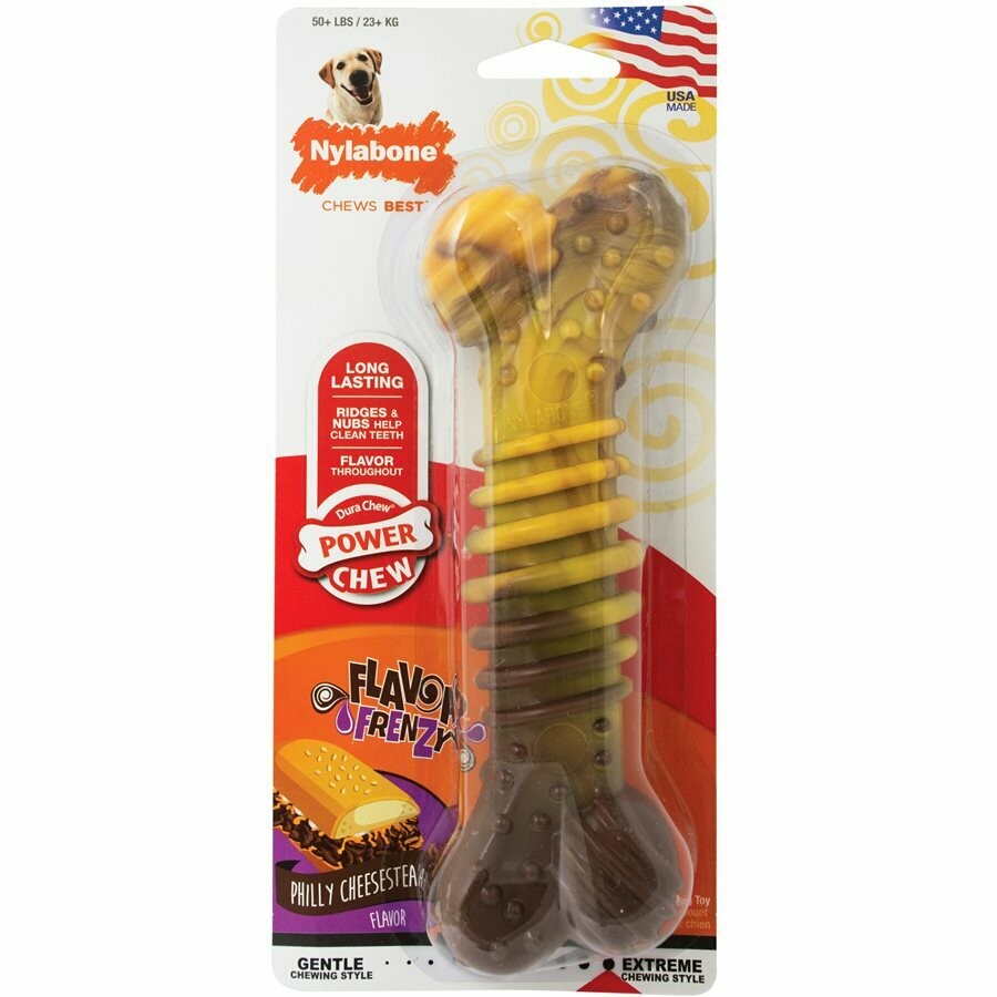 Nylabone Flavour Frenzy Power Chew Texture Bone Philly Cheesesteak Souper