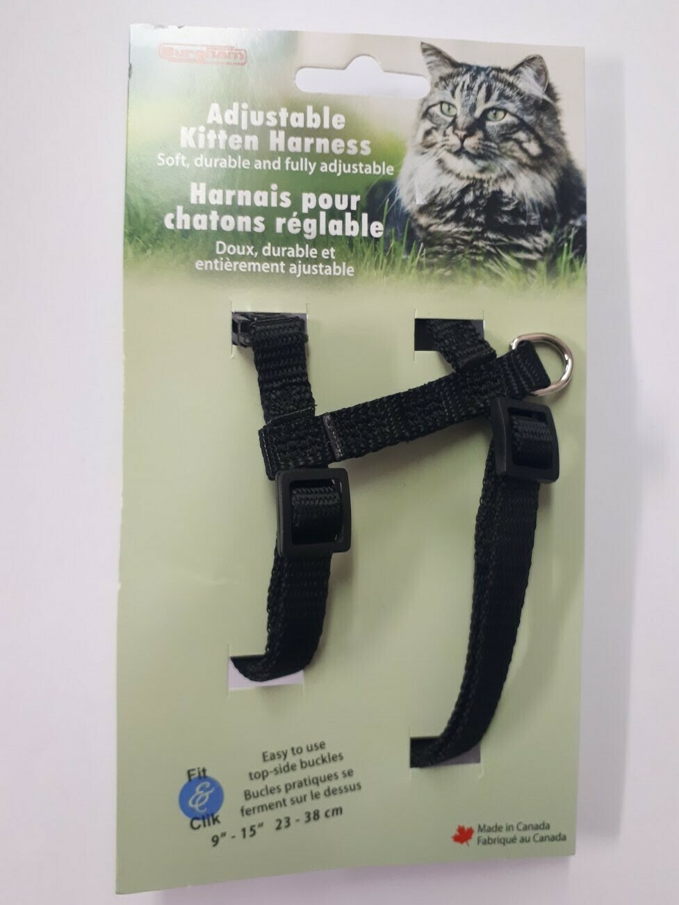 Burgham Adjustable Kitten Harness, Colour: Black