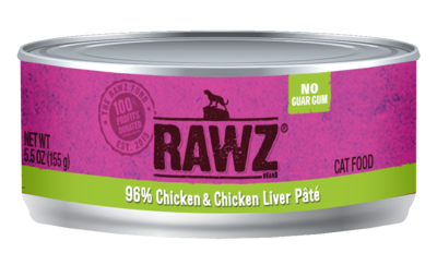 Rawz Cat Food Canned 96% Chicken & Chicken Liver Pate 155g (24pk)