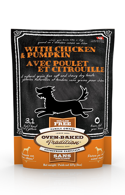 Oven-Baked Tradition Soft & Chewy Dog Treats Grain-Free Chicken & Pumpkin 227g