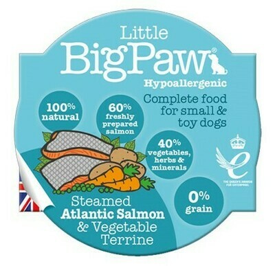 Little Big Paw Dog Food Cup Steamed Atlantic Salmon & Vegetable Terrine 8x85g (box)