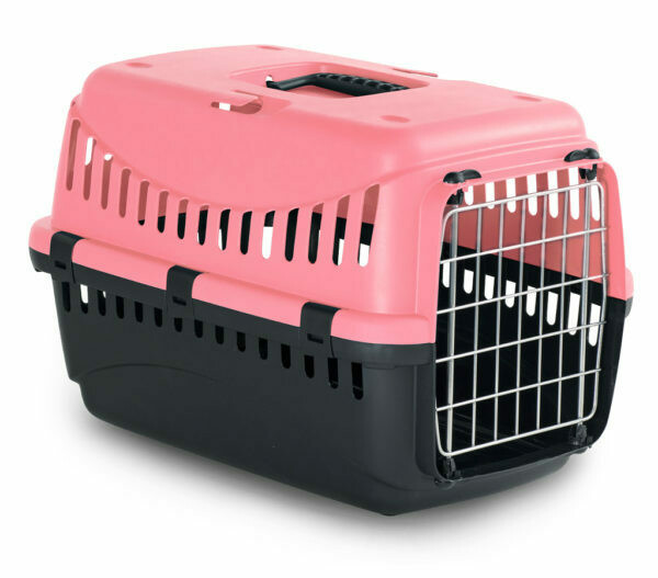 Bergamo Gypsy Plastic Pet Carrier with Metal Door, Colour: Coral, Size: S 12.4 x 12.8 x 18.4"