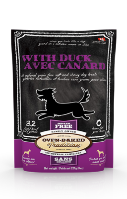 Oven-Baked Tradition Soft & Chewy Dog Treats Grain-Free Duck 227g