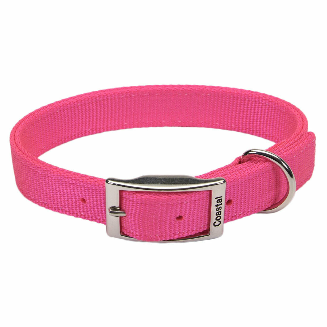 Coastal Double-Ply Buckle Dog Collar, Colour/Size: 22" Neon Pink