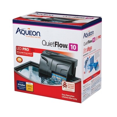 Aqueon QuietFlow LED PRO Aquarium Power Filter, Size: 10 (up to 20 Gallon)