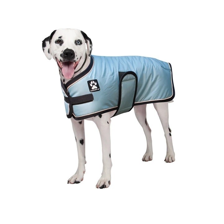 Shedrow K9 Tundra Dog Coat Dream Blue with Charcoal Trim