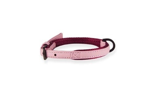 BeOneBreed Vegan Leather Urban Chic Collar, Size: S 11-14", Colour: Pink Azur