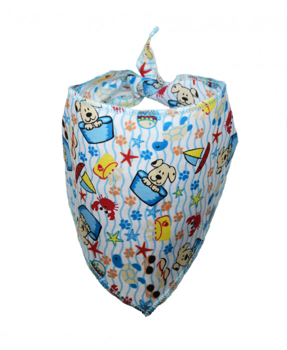 Bandanas Unlimited Beachside Crabs Blue/White Bandana