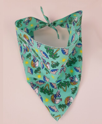 Bandanas Unlimited Summer Shark Teal Bandana