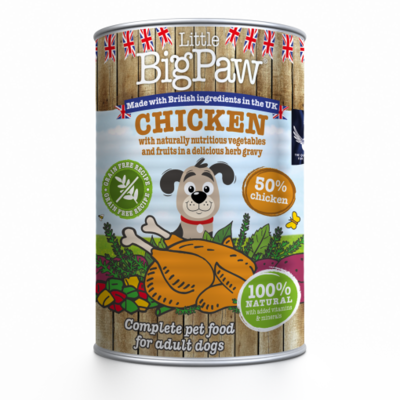 Little Big Paw Dog Food Canned Chicken with Green Beans, Mixed Peppers and Sweet Potato in a Rich Herb Gravy 390g (12pk)