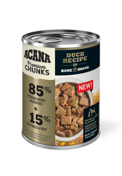 Acana Dog Food Canned Premium Chunks Duck Recipe in Bone Broth 363g (12pk)