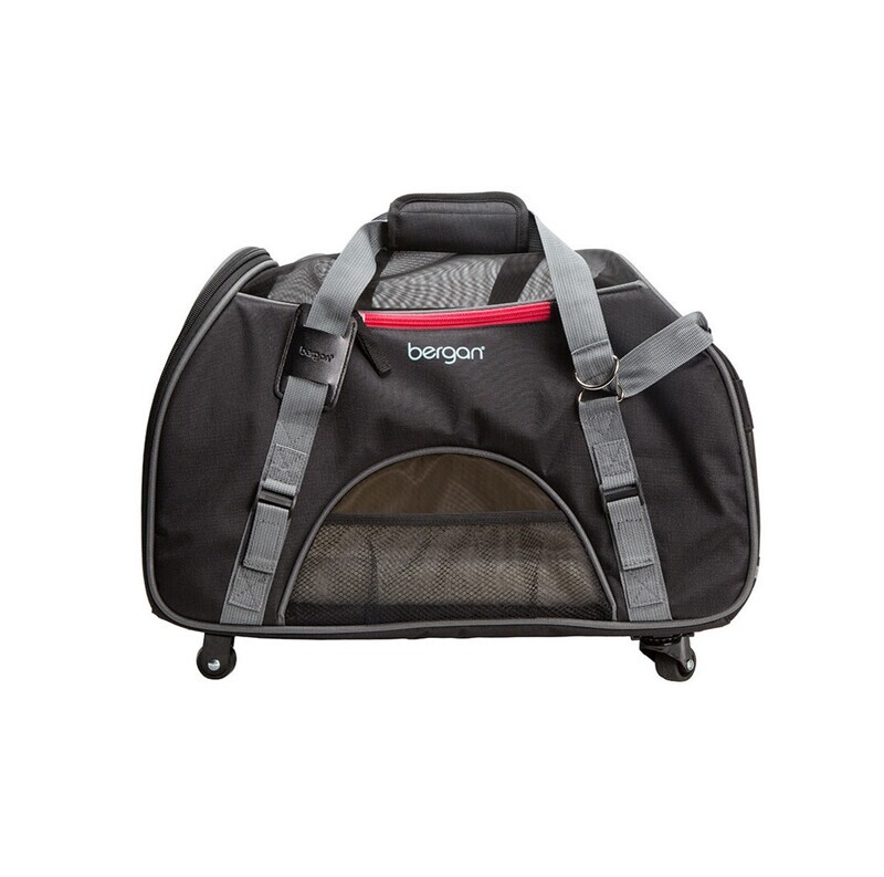 Bergan Wheeled Comfort Carrier Black/Grey L 10 x 13 x 19"
