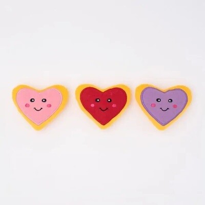 ZippyPaws Miniz Valentine's Heart Cookies Dog Toys 3pk