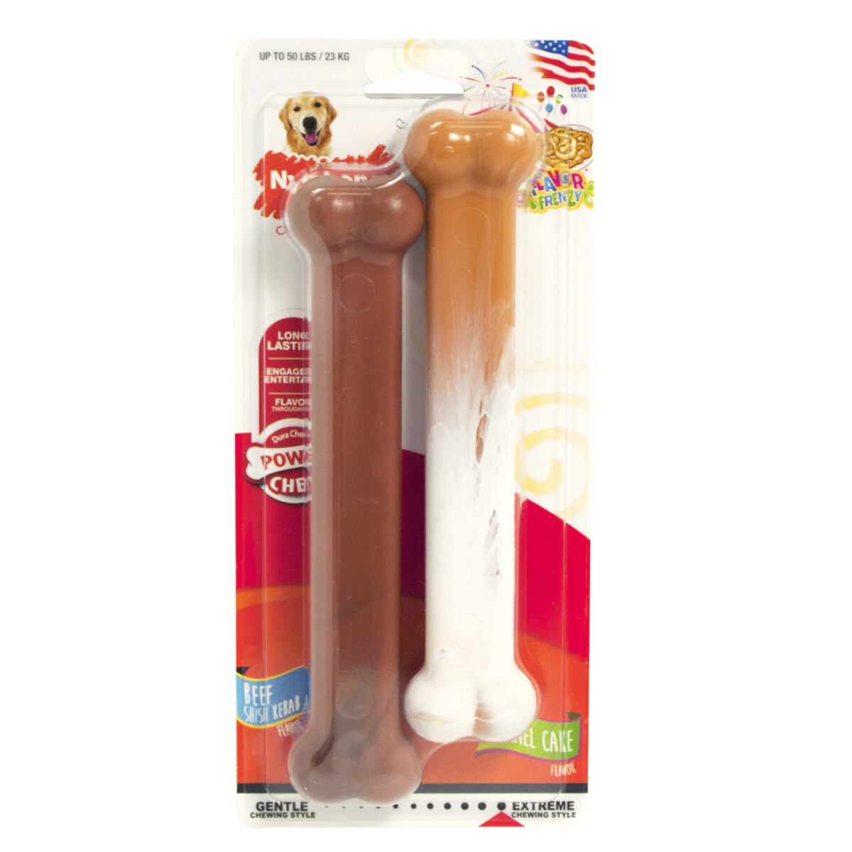 Nylabone Flavour Frenzy Power Chew Shish Kabab & Funnel Cake Giant 2pk
