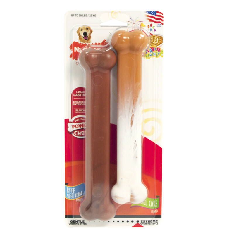 Nylabone Flavour Frenzy Power Chew Shish Kabab & Funnel Cake Giant 2pk