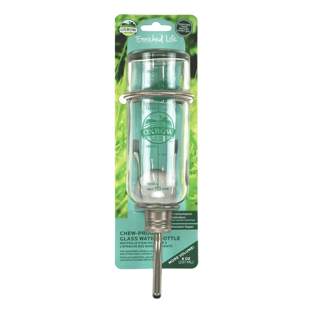 Oxbow Enriched Life Chew Proof Glass Water Bottle