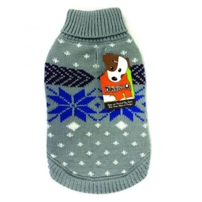Doggie-Q Sweater Grey Alpine Snowflake