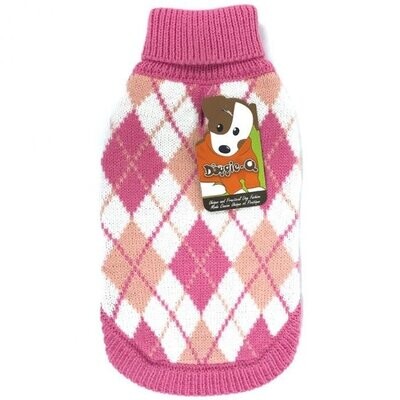 Doggie-Q Sweater Pink Argyle