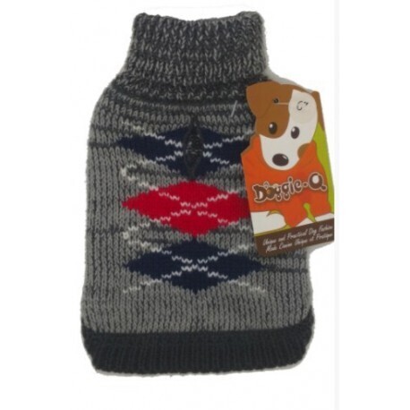 Doggie-Q Sweater Grey with Diamonds