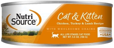 NutriSource Cat Food Canned Chicken, Turkey & Lamb Recipe 156g (12pk)