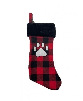 Spot Holiday Red/Black Plaid Pawprint Pet Stocking