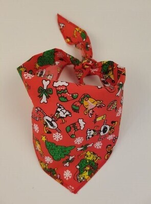 Bandanas Unlimited Holiday with Dogs, Reindeer, Snowflakes Red Bandana