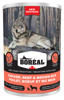 Boreal West Coast Selection Dog Food Canned Chicken, Beef & Brown Rice 400g (12pk)
