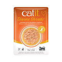 Catit Divine Shreds Cat Food Pouch Chicken with Salmon & Pumpkin 75g (18pk)