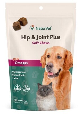 NaturVet Hip & Joint Plus Soft Chews 120ct
