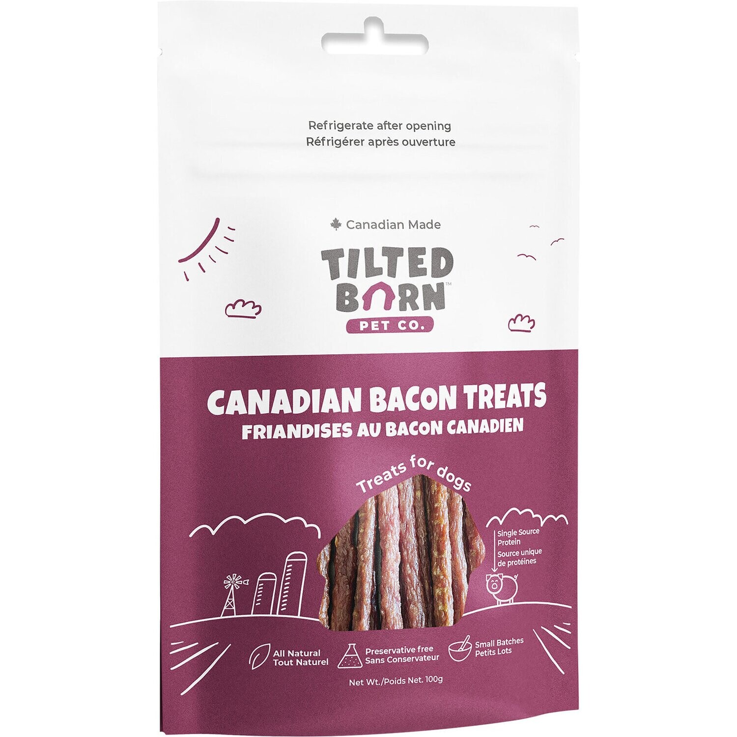 Tilted Barn Pet Co. Canadian Bacon Treats 100g