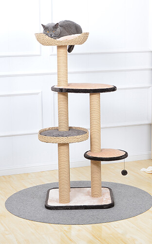 PetPals Treehouse Natural 4-Level Cat Tree 22 x 22 x 54"