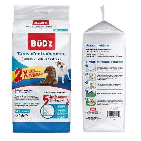 Bud'Z Disposable Training/Pee Pads 22 x 22"