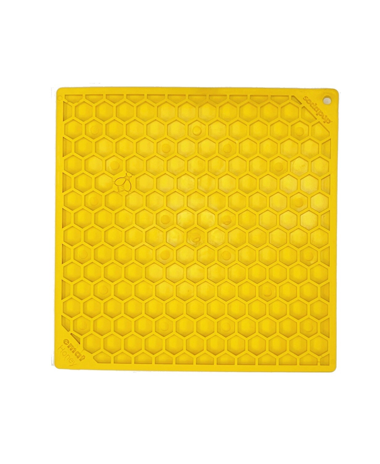 Sodapup Emat Enrichment Lick Mat Honeycomb Yellow 8 x 8"