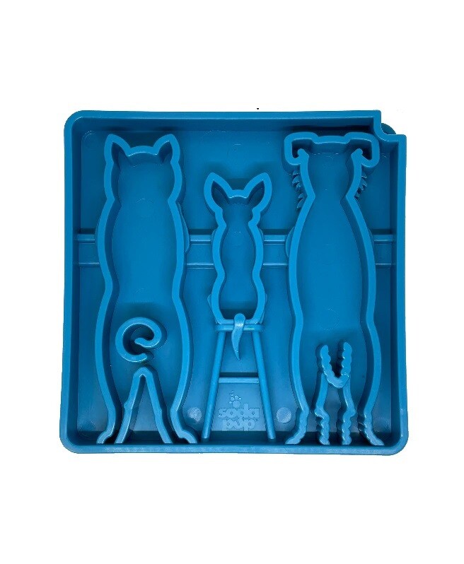 Sodapup Etray Enrichment Tray Waiting Dogs Blue 8 x 8"