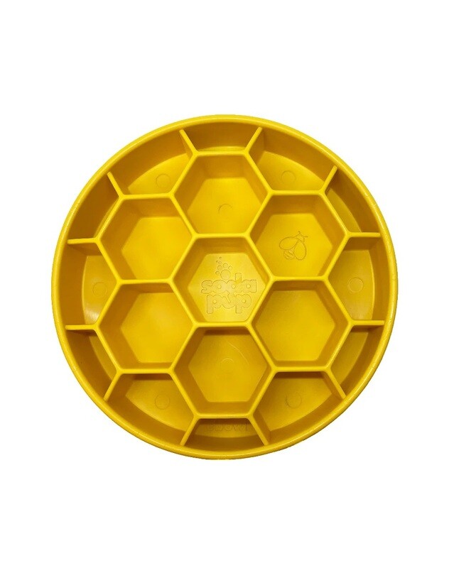 Sodapup Ebowl Enrichment Slow Feeder Honeycomb Yellow 8 x 8"