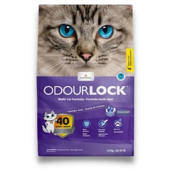 Intersand Odourlock Ultra-Clumping Multi-Cat Litter Lavender Field 12kg