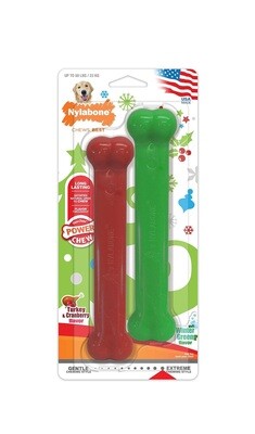 Nylabone Holiday Power Chew Turkey/Cranberry & Wintergreen Giant 2pk