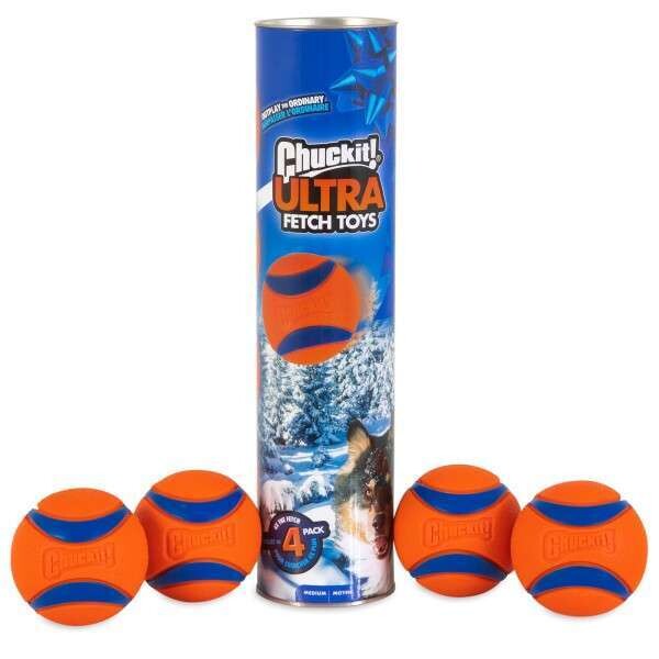 Chuckit! Holiday Ultra Ball Canister 4pk