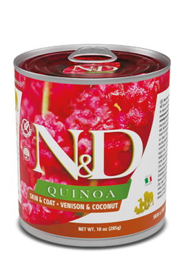 Farmina N&D Quinoa Dog Food Rawcan Skin & Coat Venison & Coconut 6x285g