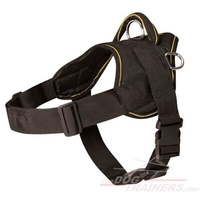 For Dog Trainers Adjustable Nylon Dog Harness for Pulling, Tracking and Training Black
