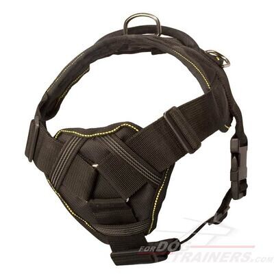 For Dog Trainers Adjustable Nylon Dog Harness Multi-function with Chest Plate Black