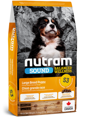 Nutram Sound Balanced Wellness Dog Food Large Breed Puppy Chicken Meal & Oatmeal Recipe (S3) 11.4kg
