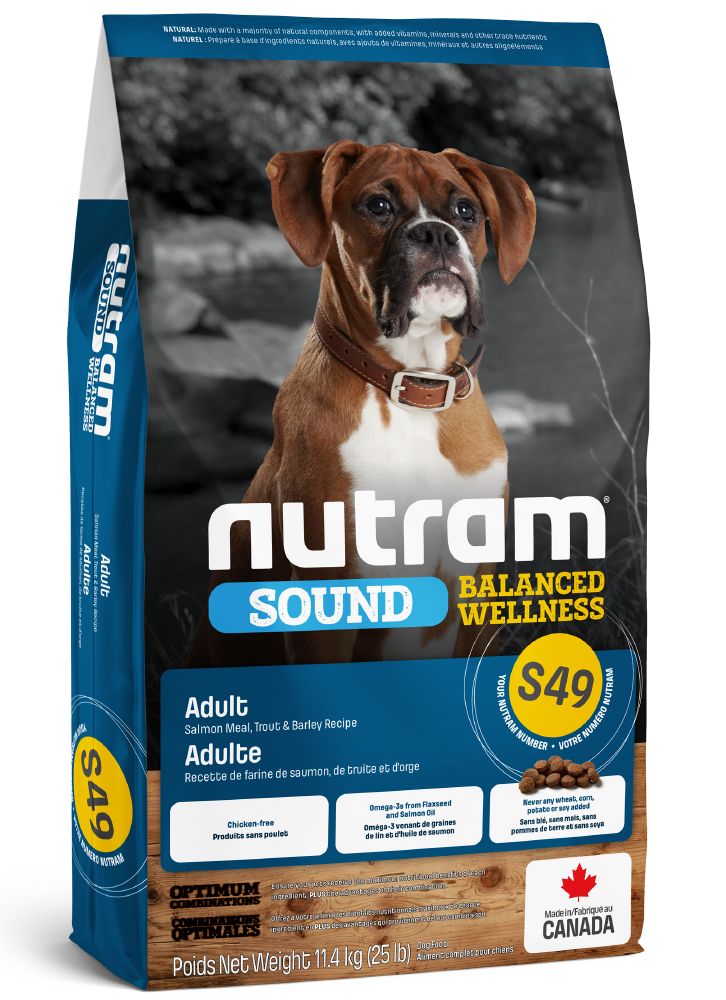 Nutram Sound Balanced Wellness Dog Food Adult Salmon Meal, Trout & Barley Recipe (S49)