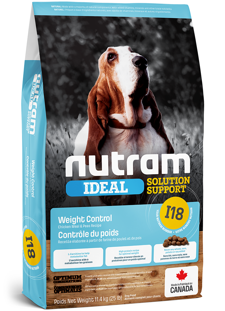 Nutram Ideal Solution Support Dog Food Weight Control Chicken Meal & Peas Recipe (I18)